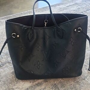 Black faux leather tote